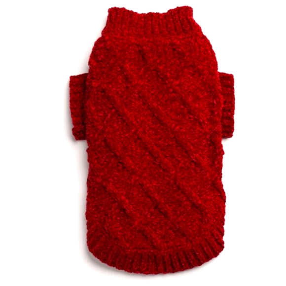 Fabdog Dog Sweater Chenille Ruby Red 16"-19" Chest / 18" Long Dog Clothes NWT - Picture 1 of 13